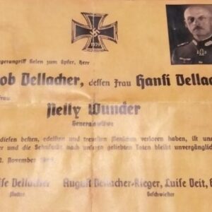 WW2 Obituary of a German officer Antique Guns, Swords & Knives