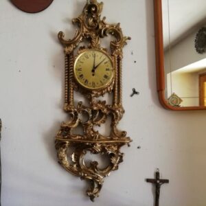 18th Century Venetian Wooden Baroque Clock With Winding Key Antique Watches