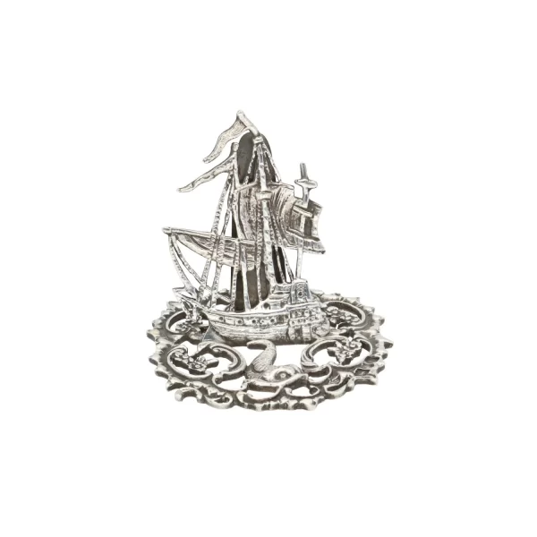 Antique Victorian Solid Silver Galleon Ship Menu Holder 1897 - Image 2