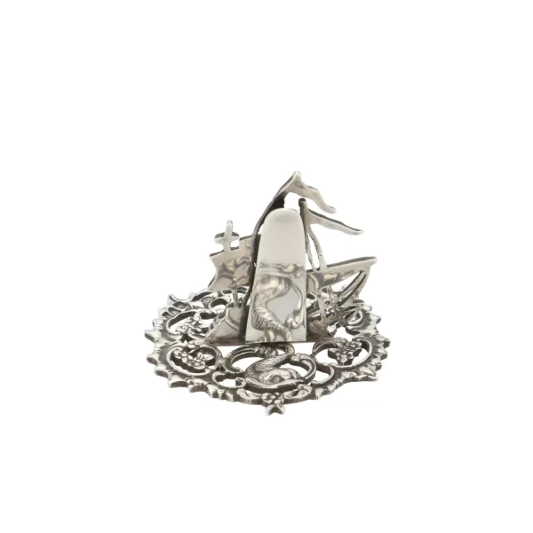 Antique Victorian Solid Silver Galleon Ship Menu Holder 1897 - Image 4