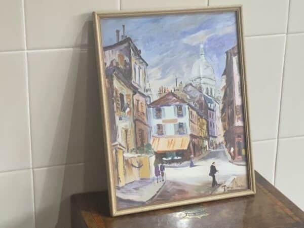 Stunning Pair of French Town Scenes Vivid Colours 1950’s Prints Antique Art 9