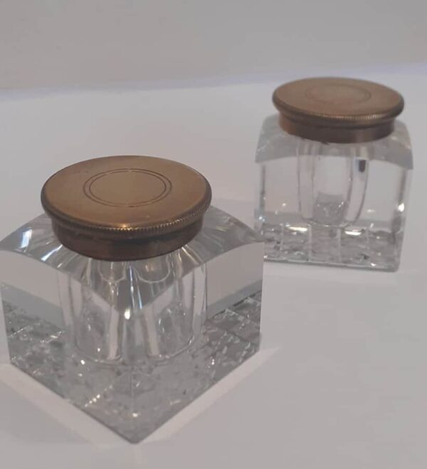 Portable Ink Pots brass Antique Glassware 3