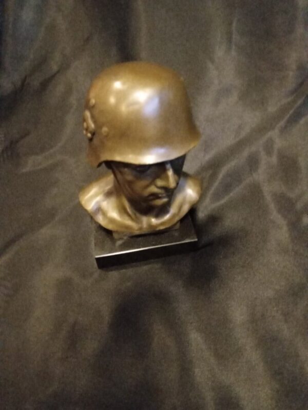 BRONZE OF HELMETED GERMAN SOLDIER 16cm High - Image 2