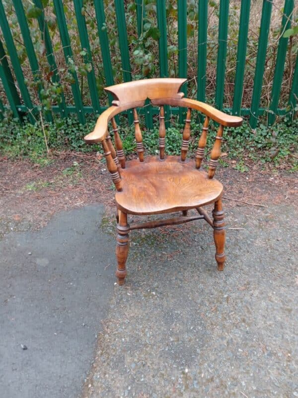 A BEECH & ELM CAPTAINS CHAIR (OR SOME SAY SMOKERS!) Antique Chairs 3