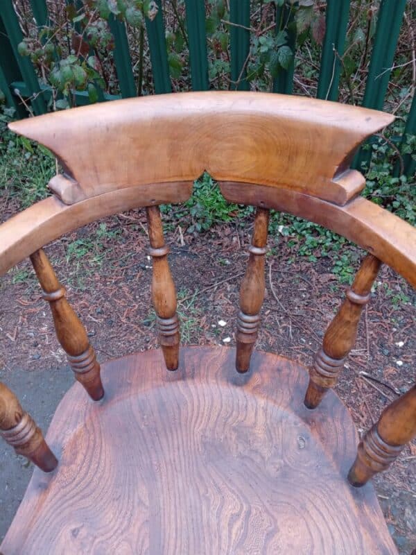 A BEECH & ELM CAPTAINS CHAIR (OR SOME SAY SMOKERS!) Antique Chairs 5