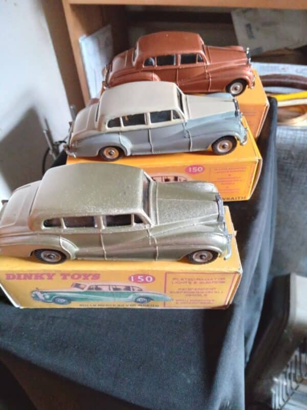 THREE DINKY TOYS (1950’s) ROLLS ROYCE CARS Antique Collectibles 3