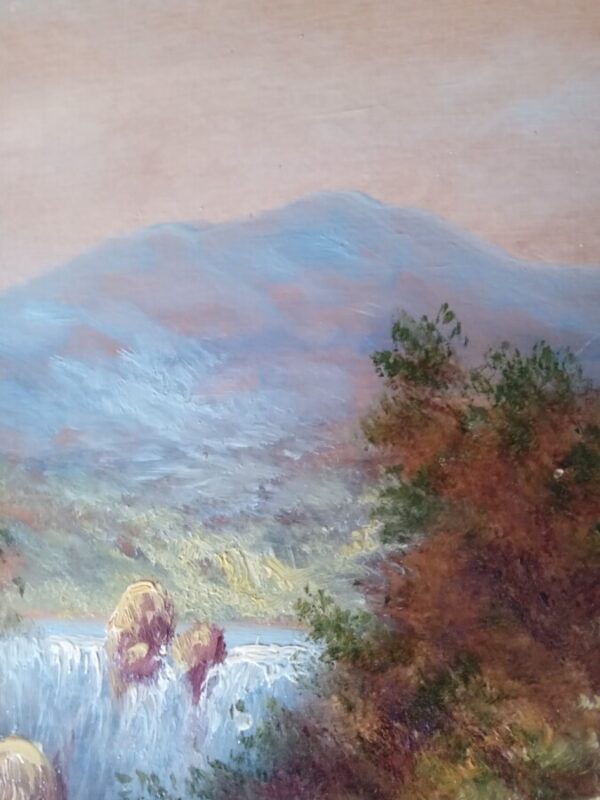 PAIR of SCENIC LANDSCAPES. OIL ON BOARD. VICTORIAN. SIGNED Antique Art 6