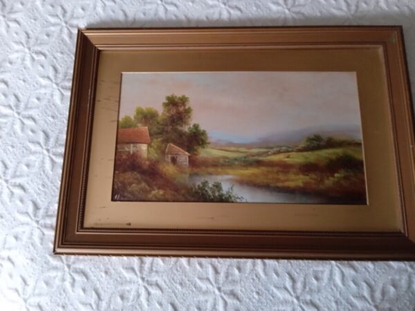 PAIR of SCENIC LANDSCAPES. OIL ON BOARD. VICTORIAN. SIGNED Antique Art 7