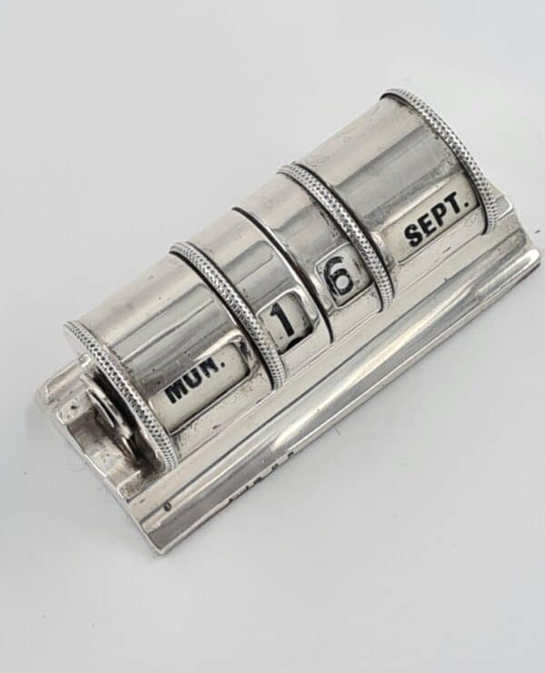 Art Deco Sterling Solid Silver Desk Day Month Date Calendar - Image 2