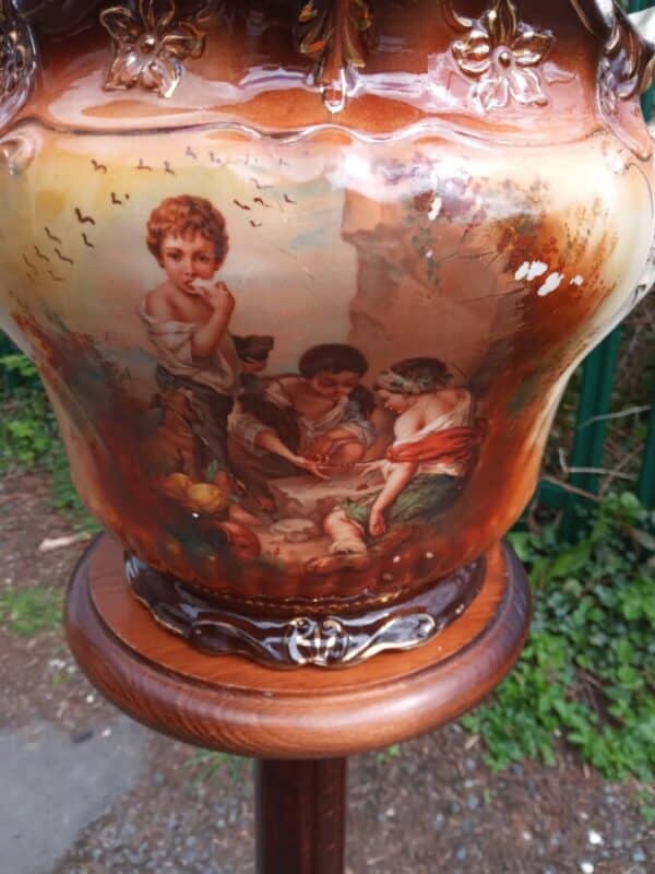 AN EDWARDIAN FLUTED JARDINERE STAND - Image 5