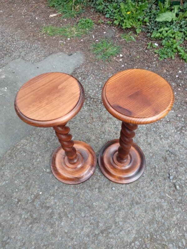 A PAIR OF BARLEY TWIST STANDS