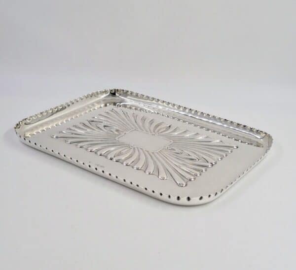Antique Sterling Solid Silver Dressing Table Tray 1895 350g - Image 4