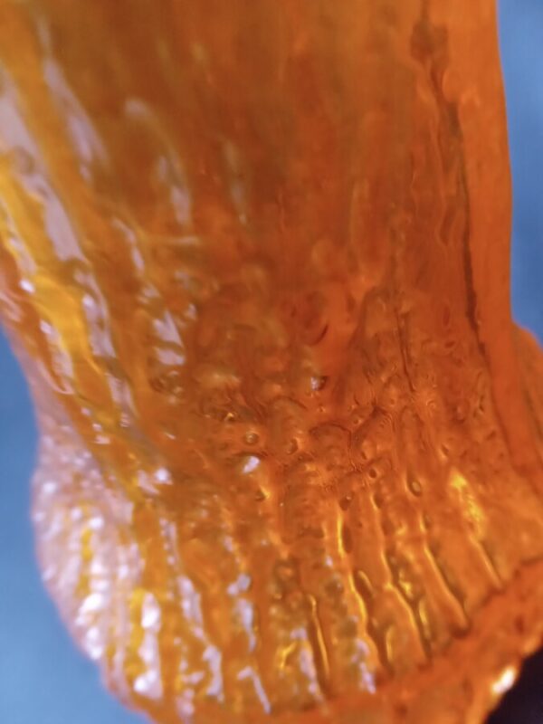 WHITEFRIARS ‘ORANGE GLOW’ BARK PATTERN VASE 20.25CM TALL. Antique Glassware 5