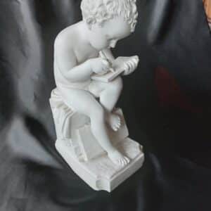A WHITE MARBLE FIGURE OF BOY WRITING by CANOVA. Italian Antique Sculptures