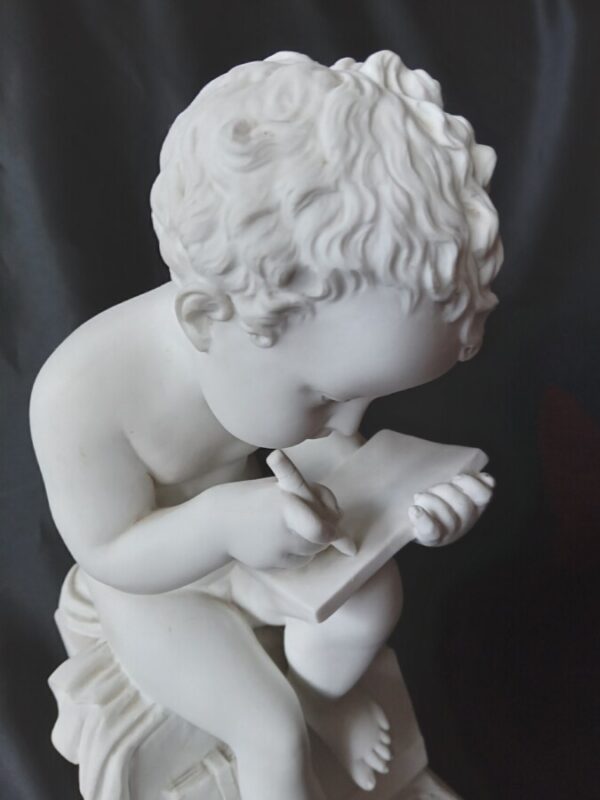 A WHITE MARBLE FIGURE OF BOY WRITING by CANOVA. Italian - Image 2