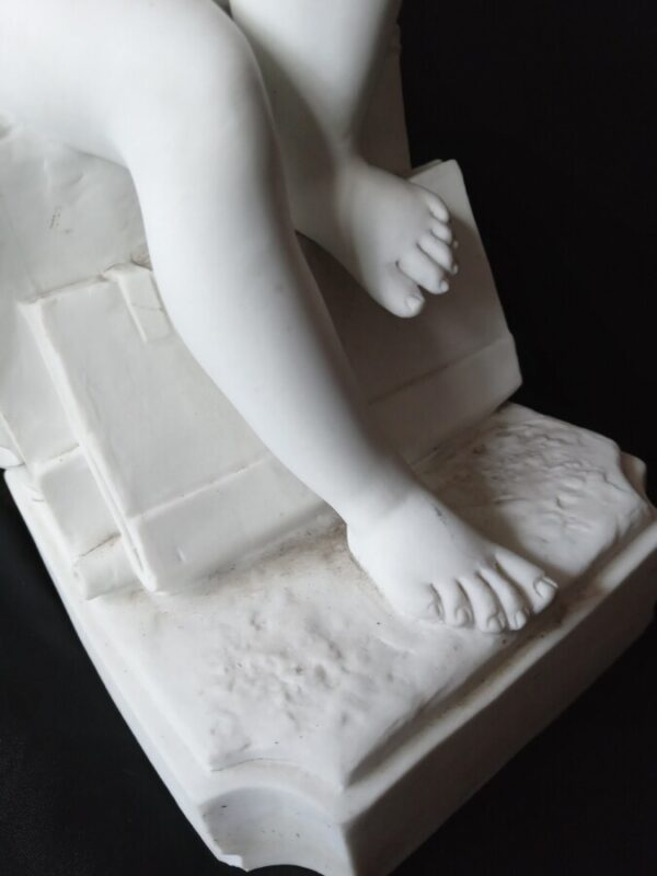 A WHITE MARBLE FIGURE OF BOY WRITING by CANOVA. Italian - Image 3