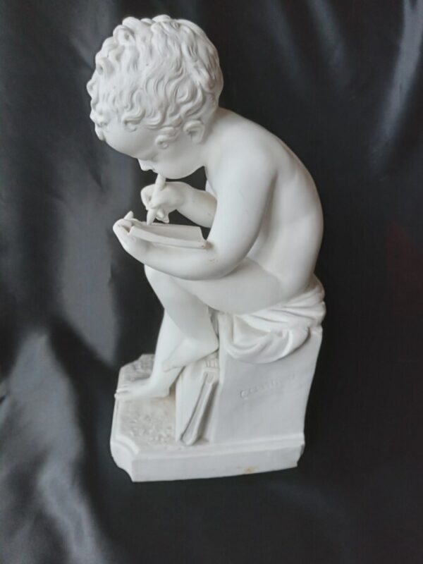 A WHITE MARBLE FIGURE OF BOY WRITING by CANOVA. Italian Antique Sculptures 6