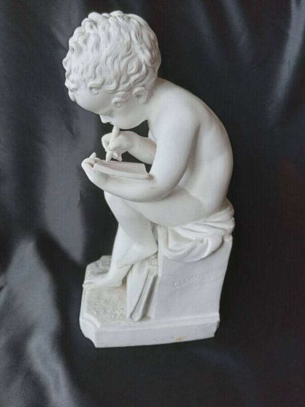 A WHITE MARBLE FIGURE OF BOY WRITING by CANOVA. Italian - Image 4