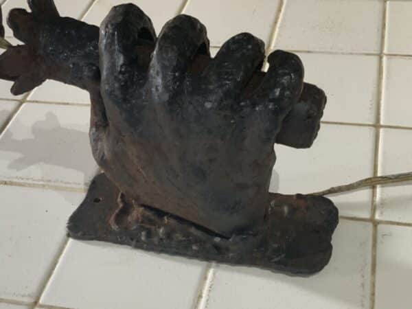 Wrought iron hand holding a spills converted to electric Architectural Antiques 7