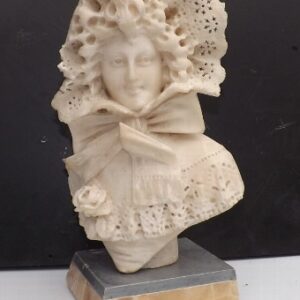 Carved marble figure of Georgian lady in her bonnet & blouse Miscellaneous