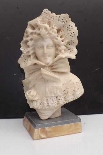 Carved marble figure of Georgian lady in her bonnet & blouse Miscellaneous 4