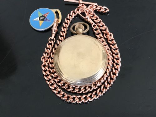 Masonic full hunter pocket watch and chain Antique Clocks 3
