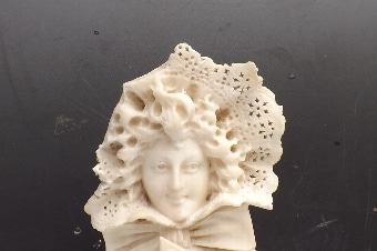 Carved marble figure of Georgian lady in her bonnet & blouse Miscellaneous 8