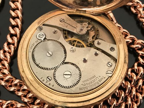 Masonic full hunter pocket watch and chain Antique Clocks 8