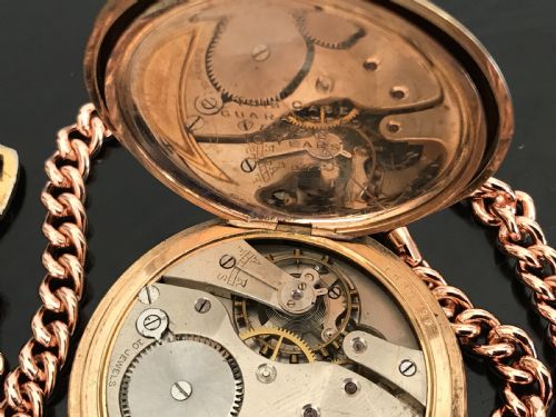 Masonic full hunter pocket watch and chain Antique Clocks 10