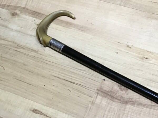 Gentleman’s walking stick sword horn handle with silver collar - Image 5