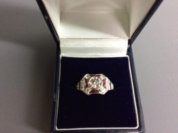 Art Deco Style Diamond and Ruby Ring art deco style Antique Rings 6