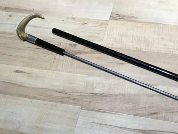 Gentleman’s walking stick sword horn handle with silver collar Miscellaneous 17