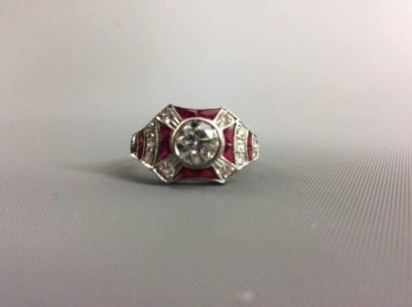 Art Deco Style Diamond and Ruby Ring art deco style Antique Rings 5