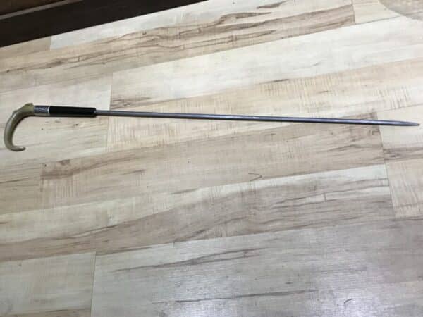 Gentleman’s walking stick sword horn handle with silver collar - Image 18