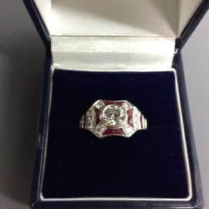 Art Deco Style Diamond and Ruby Ring art deco style Antique Rings