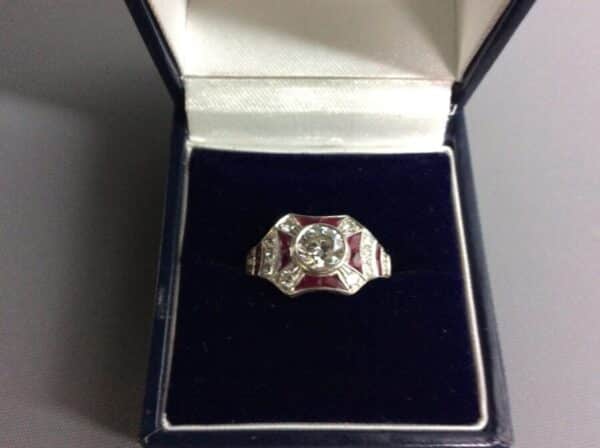 Art Deco Style Diamond and Ruby Ring