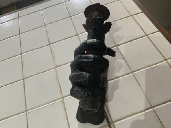 Wrought iron hand holding a spills converted to electric - Image 3