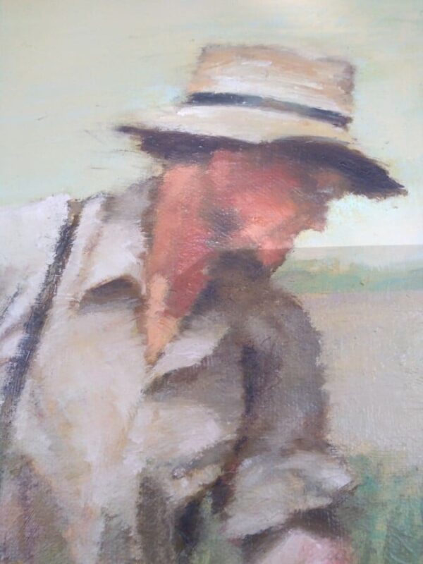 Amish Hauling Corn oil on canvas Antique Art 6