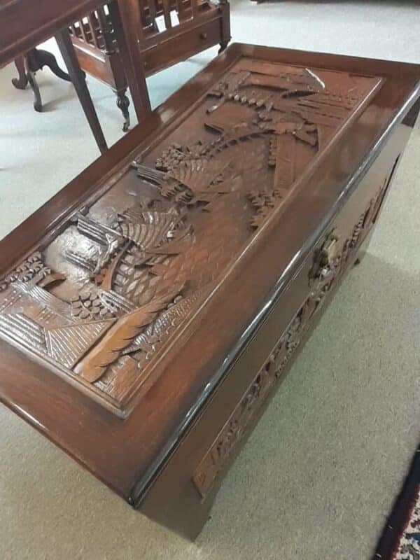 Chinese carved Camphor Wood Chest
