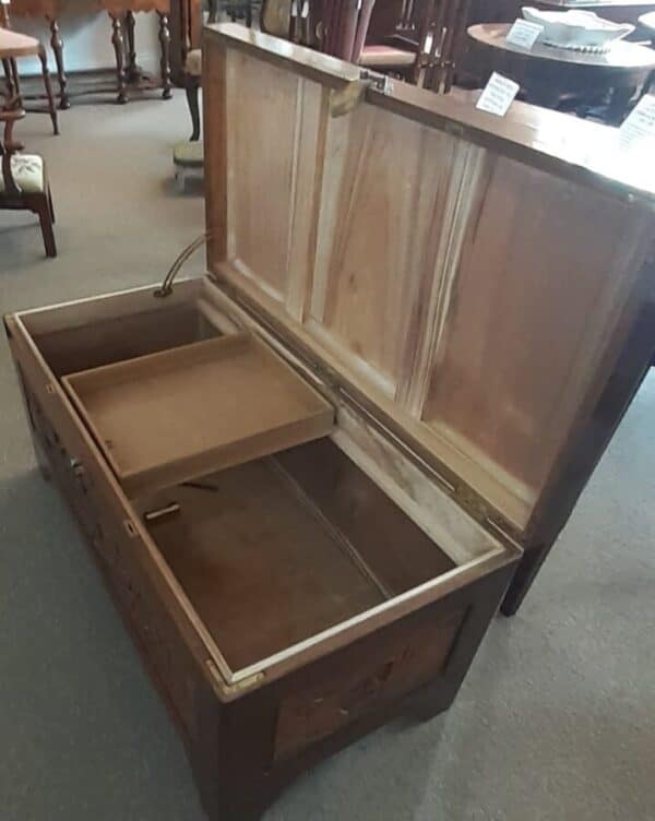 Chinese carved Camphor Wood Chest - Image 2