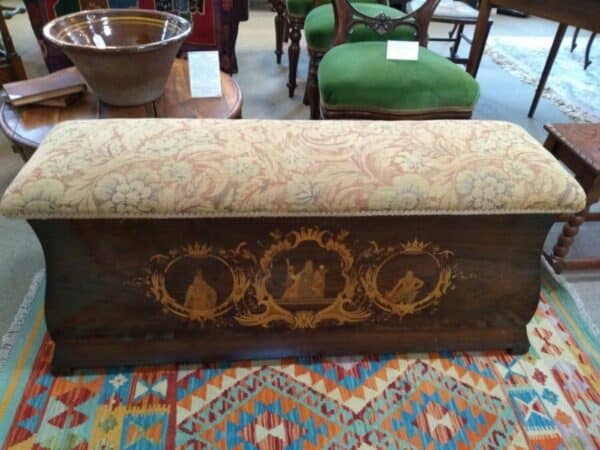 Continental Rosewood Veneered Ottoman Stool ottoman Antique Furniture 3