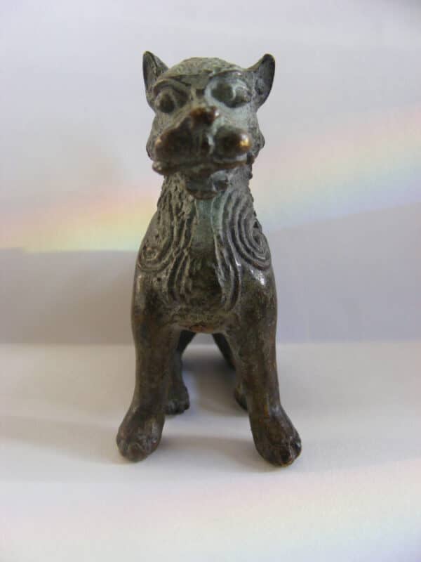 Rare ancient Chinese BRONZE Dog or Mythological Creature Temple Offering Votive or scroll weight Antiquities Medieval Antiques 5