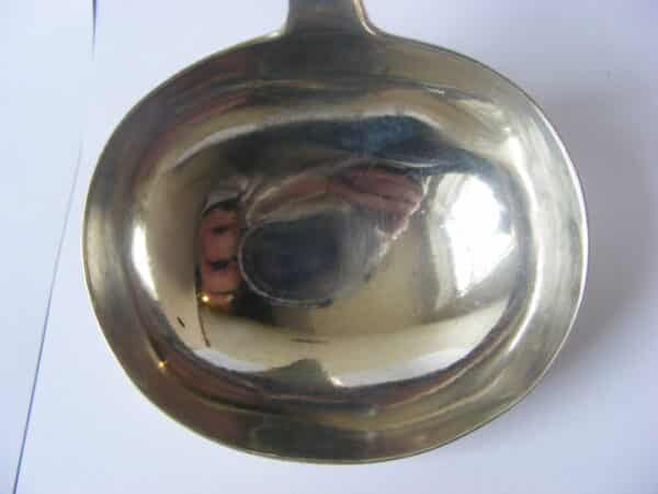 Rare Large Irish 1840 sterling silver rat tail soup or punch ladle Dublin with Belfast retailer mark 258g - Image 5