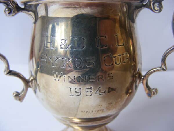 Rare 2 x Sterling Silver Trophy Loving Cup Huddersfield & District Cricket Club 1953 1954 League Sykes Cup - Image 4