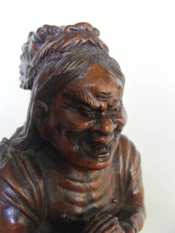 EXQUISITE 陳楠 Chen Nan Sennin Chinese Wood Carved SIGNED Okimono Qing early 19th Century or OLDER chinese antique Antique Sculptures 5
