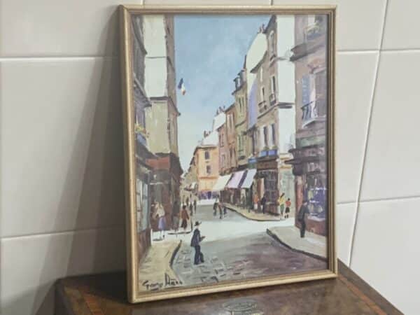 Stunning Pair of French Town Scenes Vivid Colours 1950’s Prints Antique Art 5