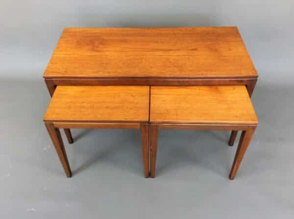Mid Century Solid Teak Long Nest of Tables