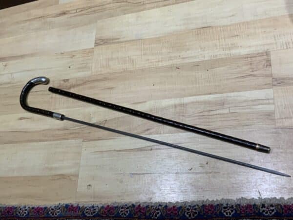 Gentleman’s walking stick sword stick with silver mounts Miscellaneous 20