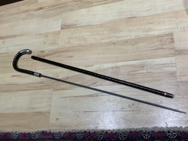 Gentleman’s walking stick sword stick with silver mounts - Image 18