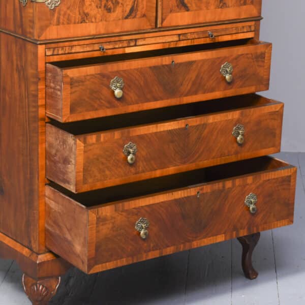 A WALNUT BEDROOM CABIINET/LINEN PRESS WITH CLOTHES FOLDER - Image 5